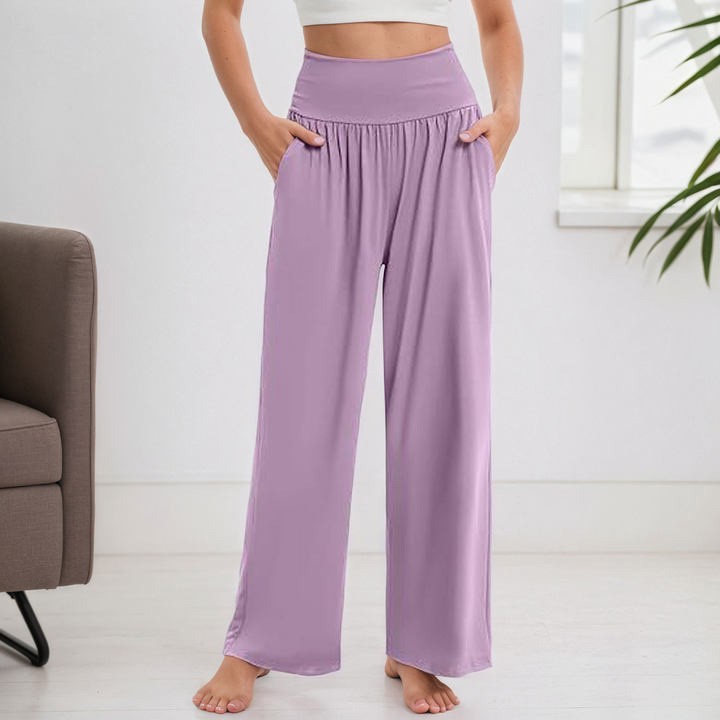 thumbnail image 2 of Pantalones de yoga para mujer, pantalones palazzo de pierna ancha y cintura alta con bolsillos, 2 of 5